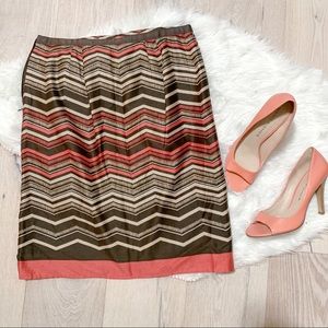 Loft Chevron Print Skirt SZ 4